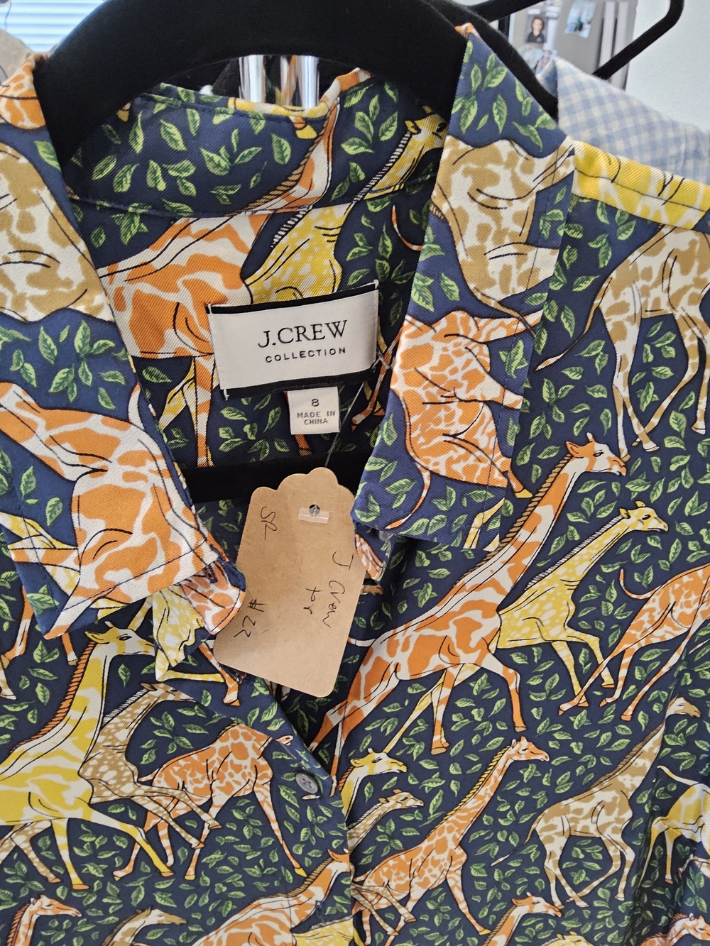 SET - J. Crew Navy A-Line Midi Skirt Giraffe Print|| Size 8 Top/ Size 6 Skirt - Picture 4 of 4